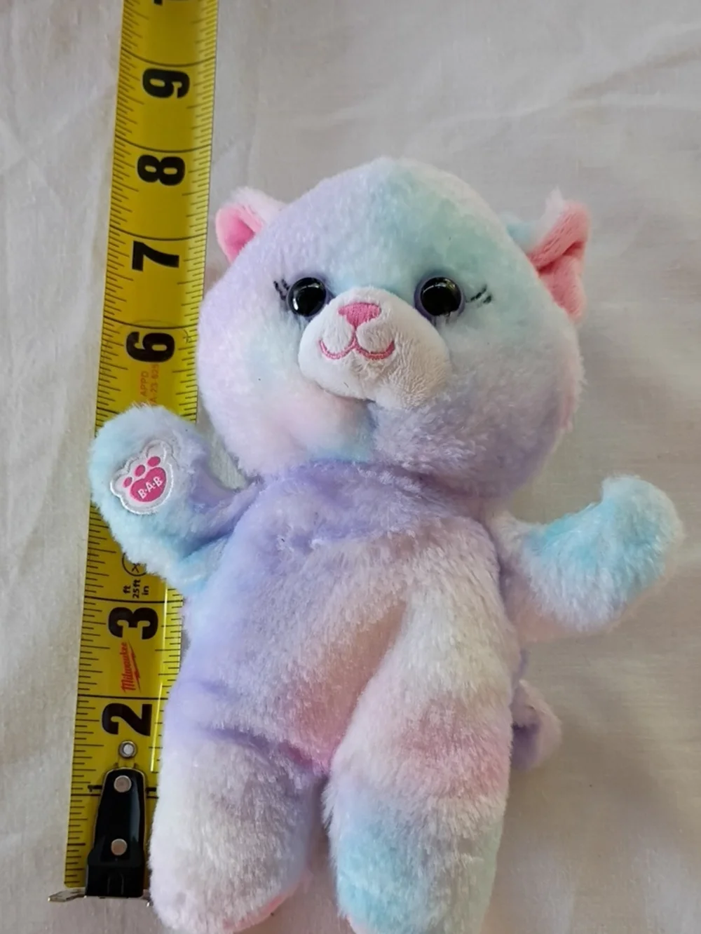 EUC Build-A-Bear Mini Beans Pastel Swirl Kitty 7